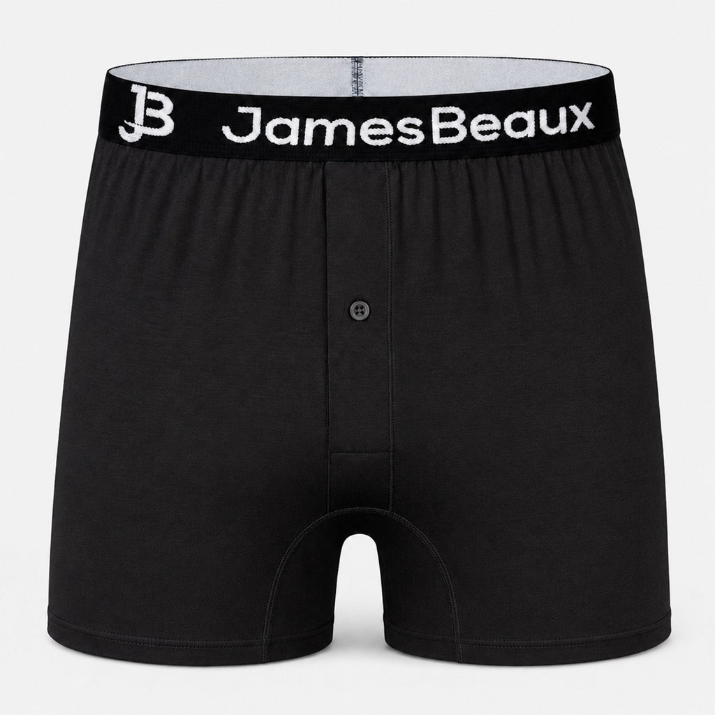 Men's Bamboo Boxer Shorts - Ultra-Soft & Breathable Underwear (Black)
