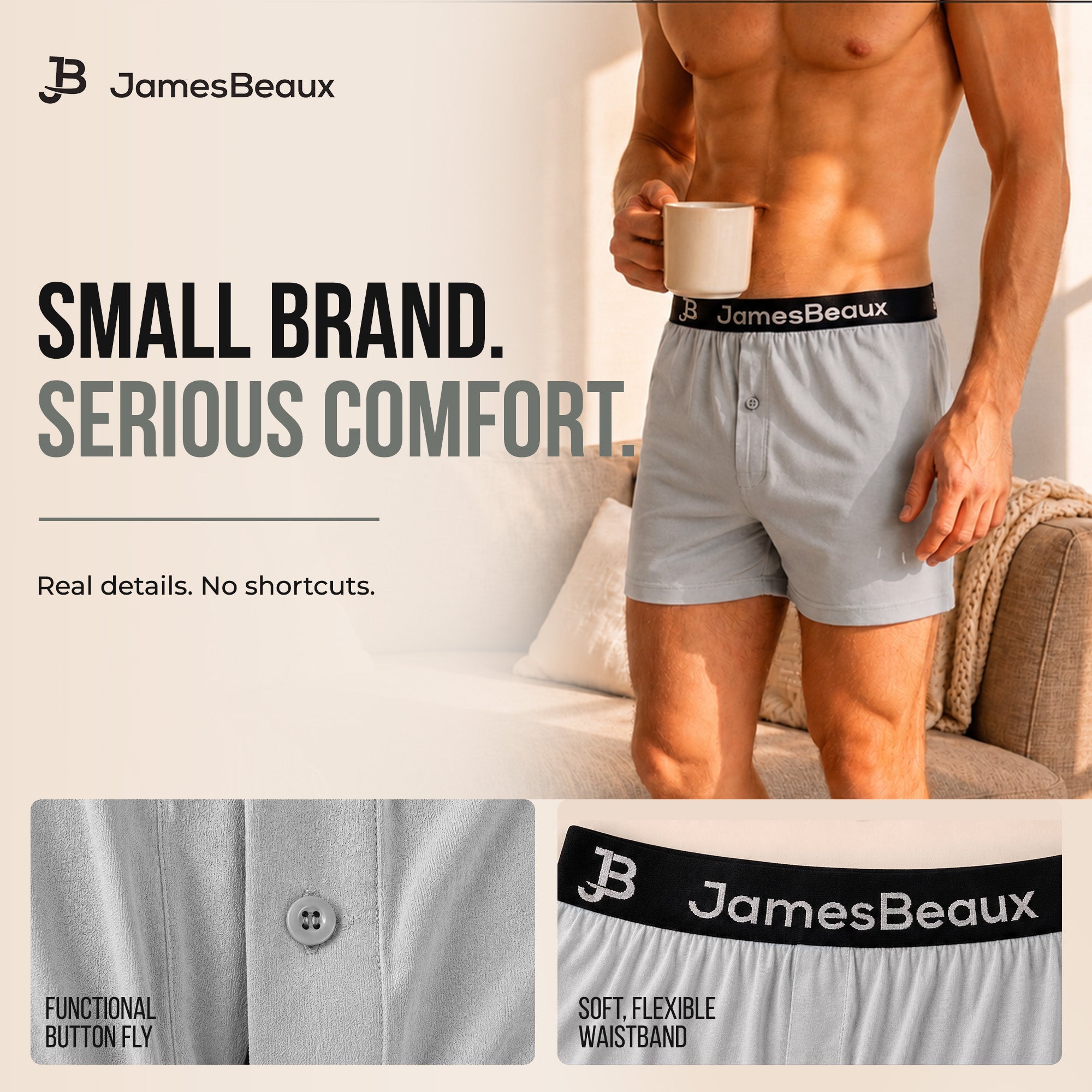 Men's Bamboo Anti-Chafing & Breathable Boxer Shorts (3-Pack) | Heather Gray