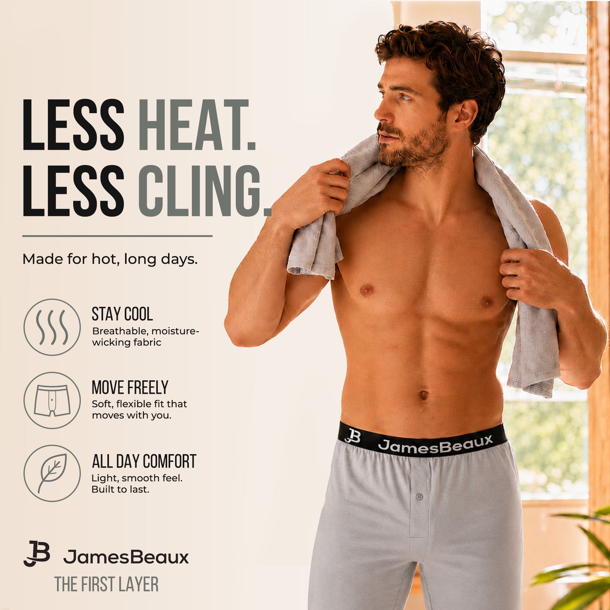 Men's Bamboo Anti-Chafing & Breathable Boxer Shorts (3-Pack) | Heather Gray