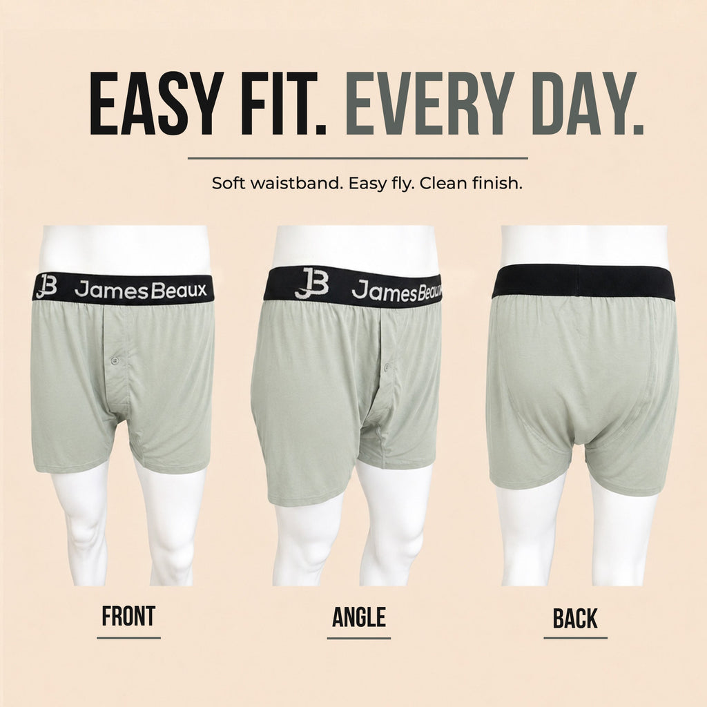 Men's Bamboo Boxer Shorts - Ultra-Soft & Breathable Underwear (Gray)