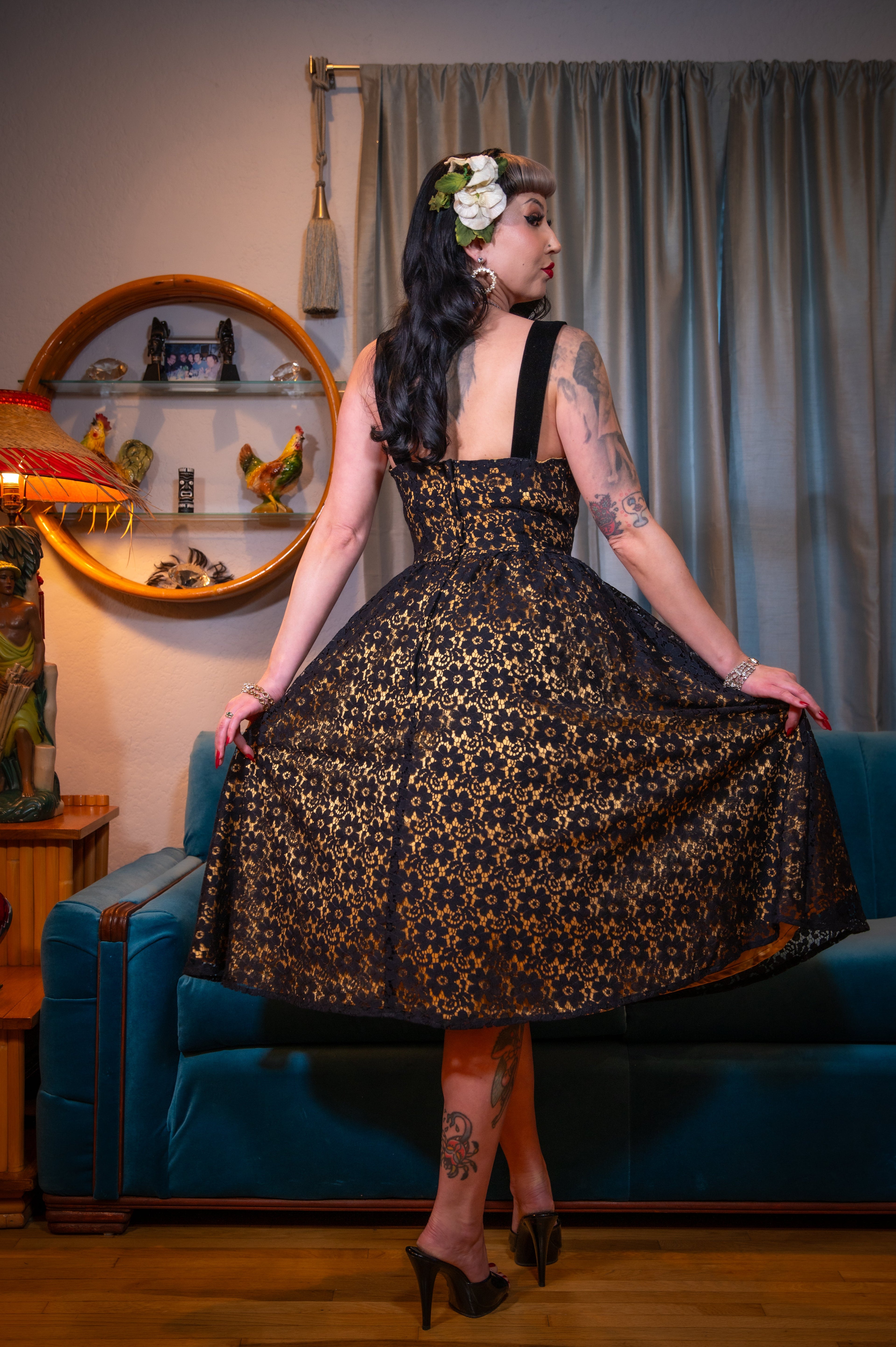 The Sweetheart Lace Dress in Black
