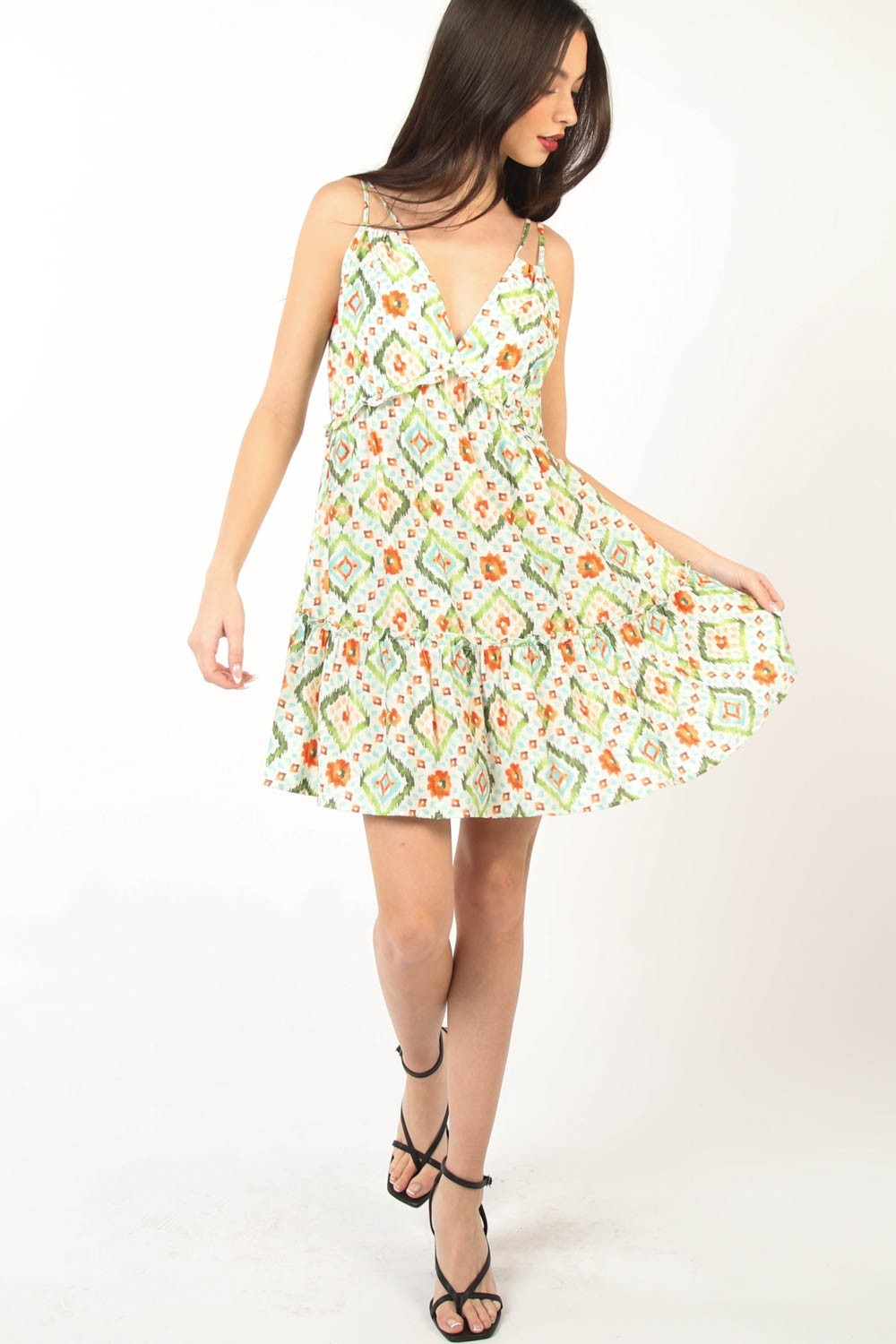 Floral Back Smocked Ruffled Mini Dress – Vibrant Floral Dress, Smocked Mini Dress, Ruffled Dress with Back Detailing, Playful Summer Dress, Feminine Mini Dress, Flirty Ruffled Dress, Boho Floral Dress