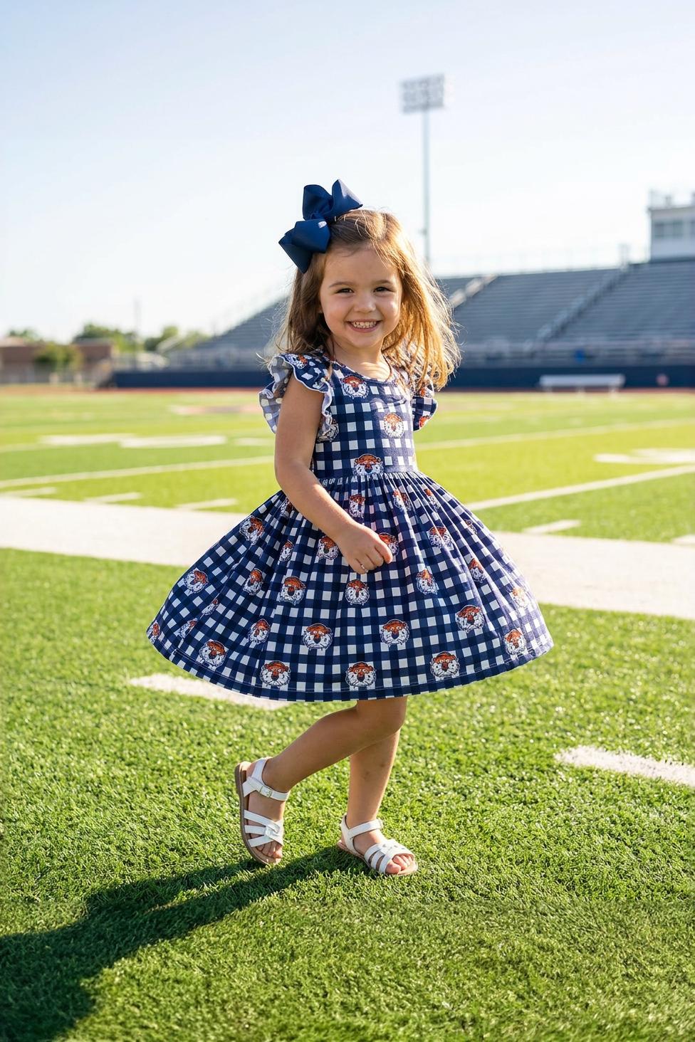 Auburn Plaid Aubie Flutter Twirl Dress