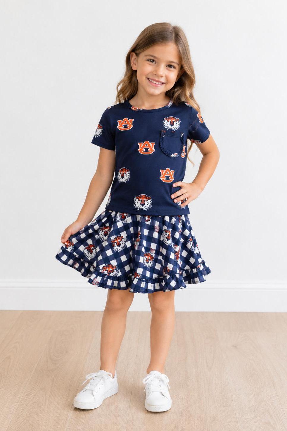 Auburn Plaid Aubie Ruffle Twirl Skort