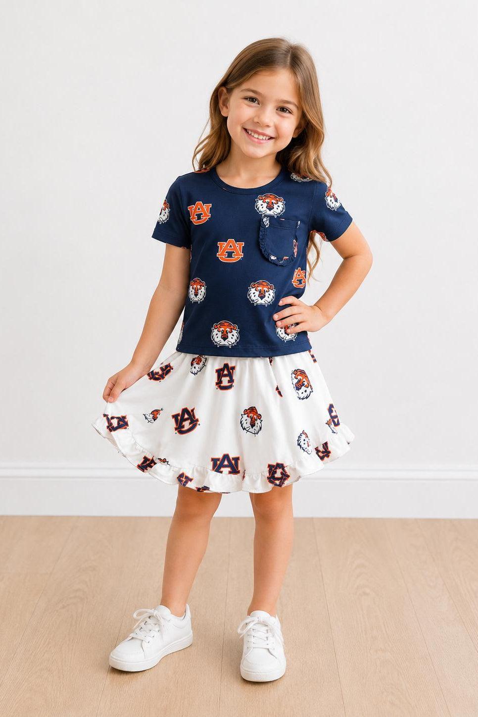Auburn White Aubie Ruffle Twirl Skort