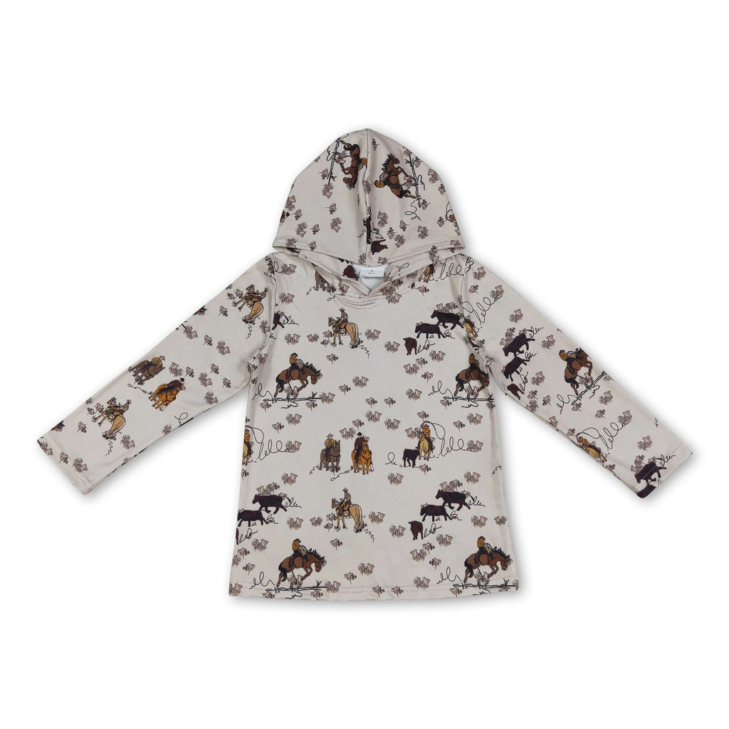 Long sleeves horse rodeo western kids boys hoodie