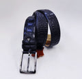Maurice Crocodile Leather Belt - Navy