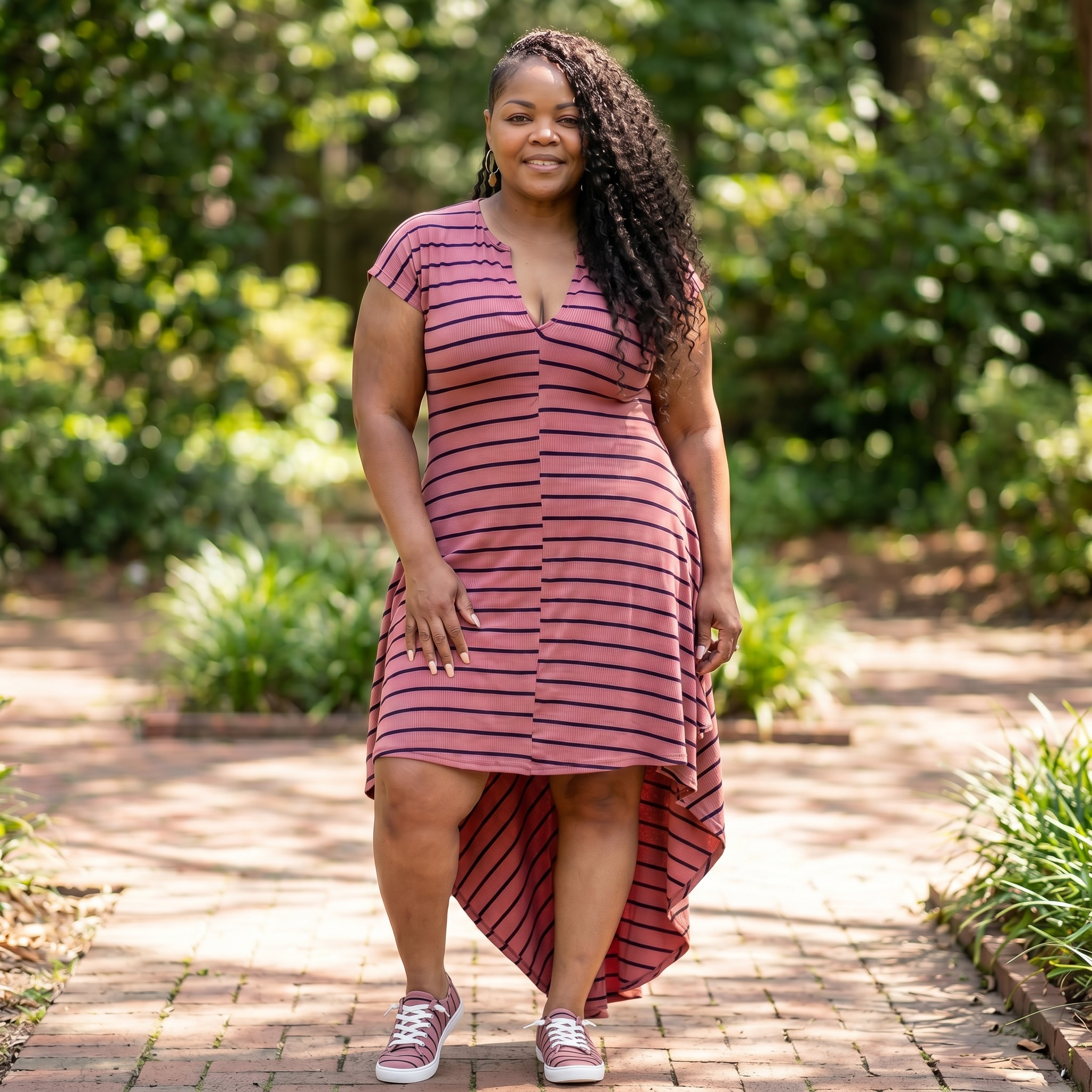 Ribbed Plus Size Hi Low Maxi Dress