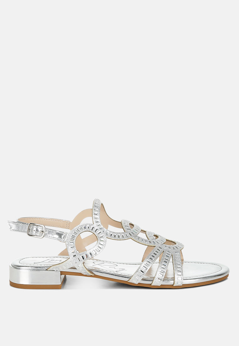 Women's Cut Out Rhinestone Flat Sandals - Dressy Summer Sandals