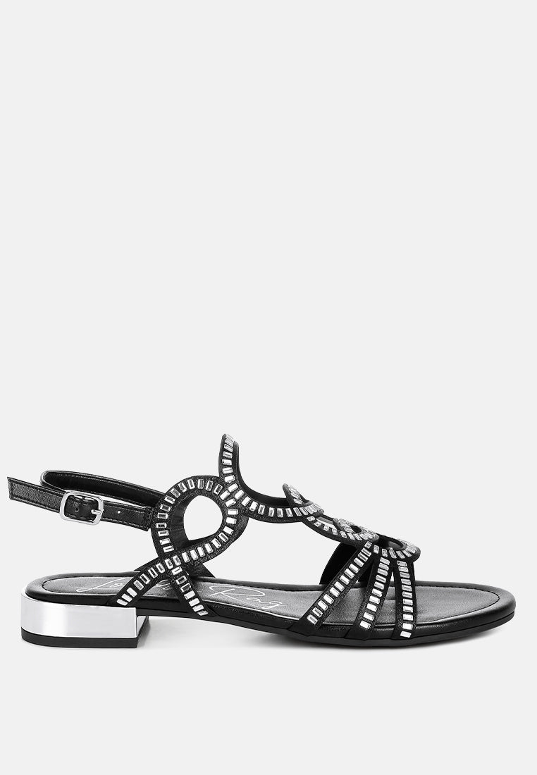 Women's Cut Out Rhinestone Flat Sandals - Dressy Summer Sandals