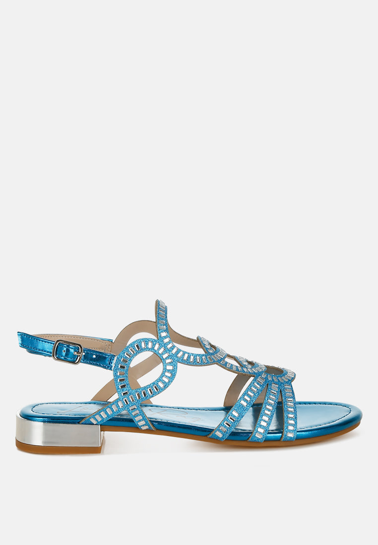 Women's Cut Out Rhinestone Flat Sandals - Dressy Summer Sandals