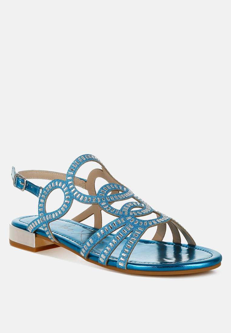 Women's Cut Out Rhinestone Flat Sandals - Dressy Summer Sandals