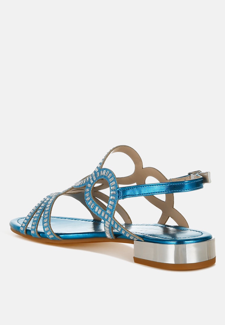Women's Cut Out Rhinestone Flat Sandals - Dressy Summer Sandals
