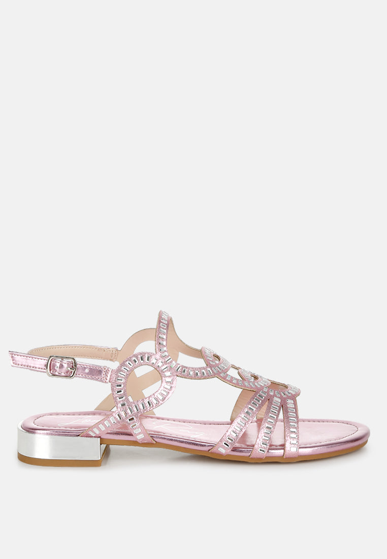 Women's Cut Out Rhinestone Flat Sandals - Dressy Summer Sandals