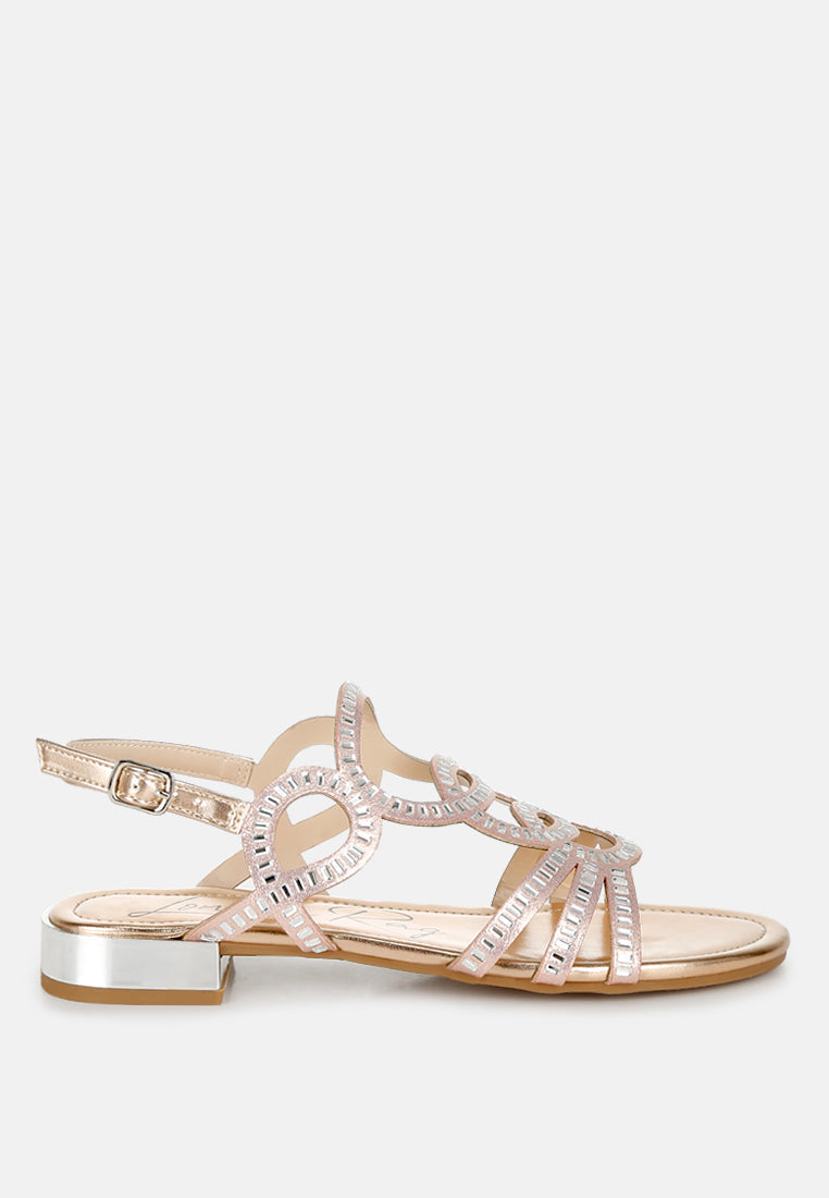 Women's Cut Out Rhinestone Flat Sandals - Dressy Summer Sandals