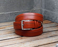 Maurice Stitched Calfskin Belt - Camel