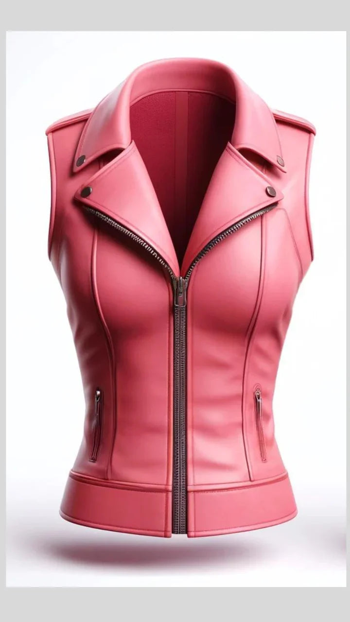 Pink Leather Vest USA for Women