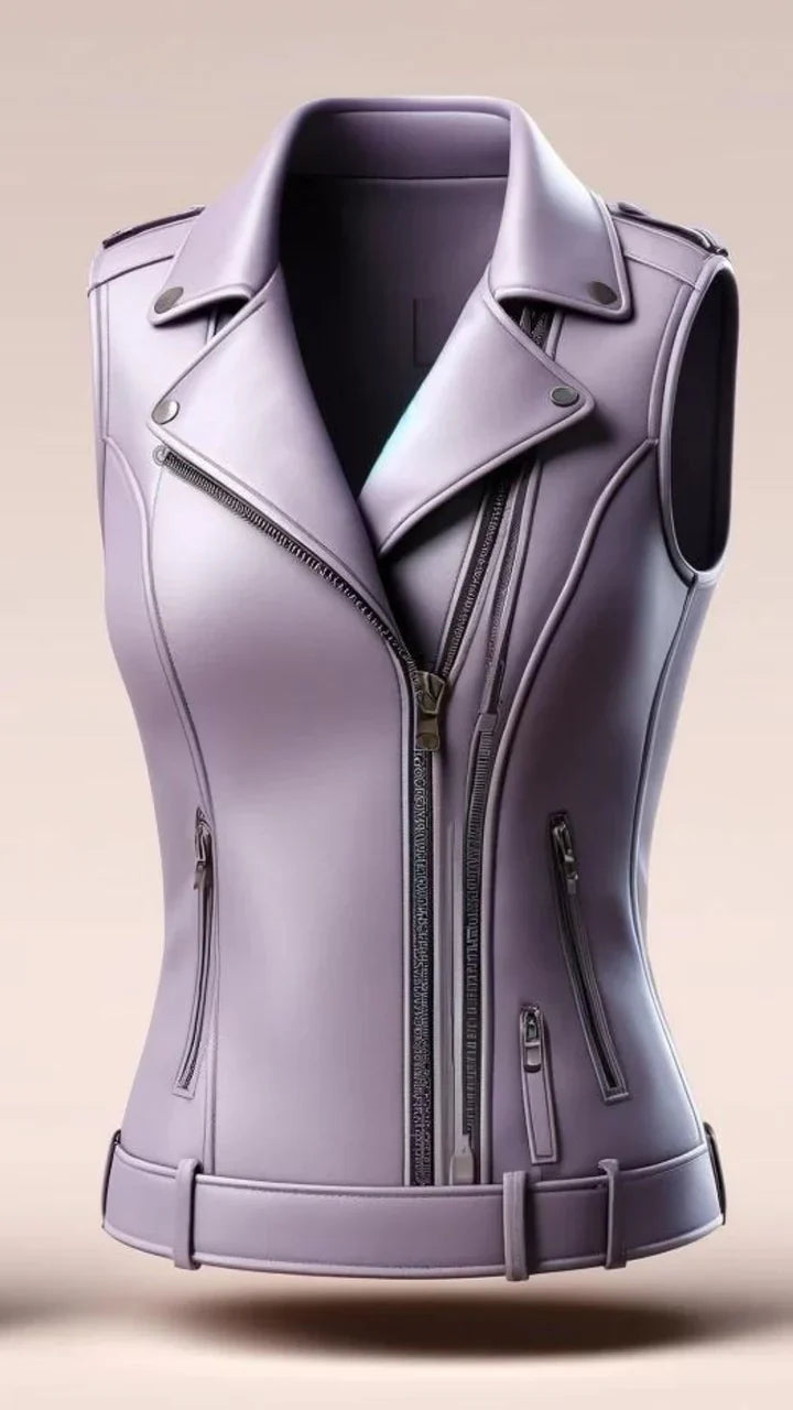 Charlotte Purple Leather Vest for Women
