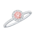 Lab Grown Pink White Diamond Halo Engagement Ring with IGI Certificate