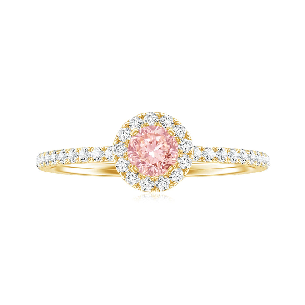 Lab Grown Pink White Diamond Halo Engagement Ring with IGI Certificate