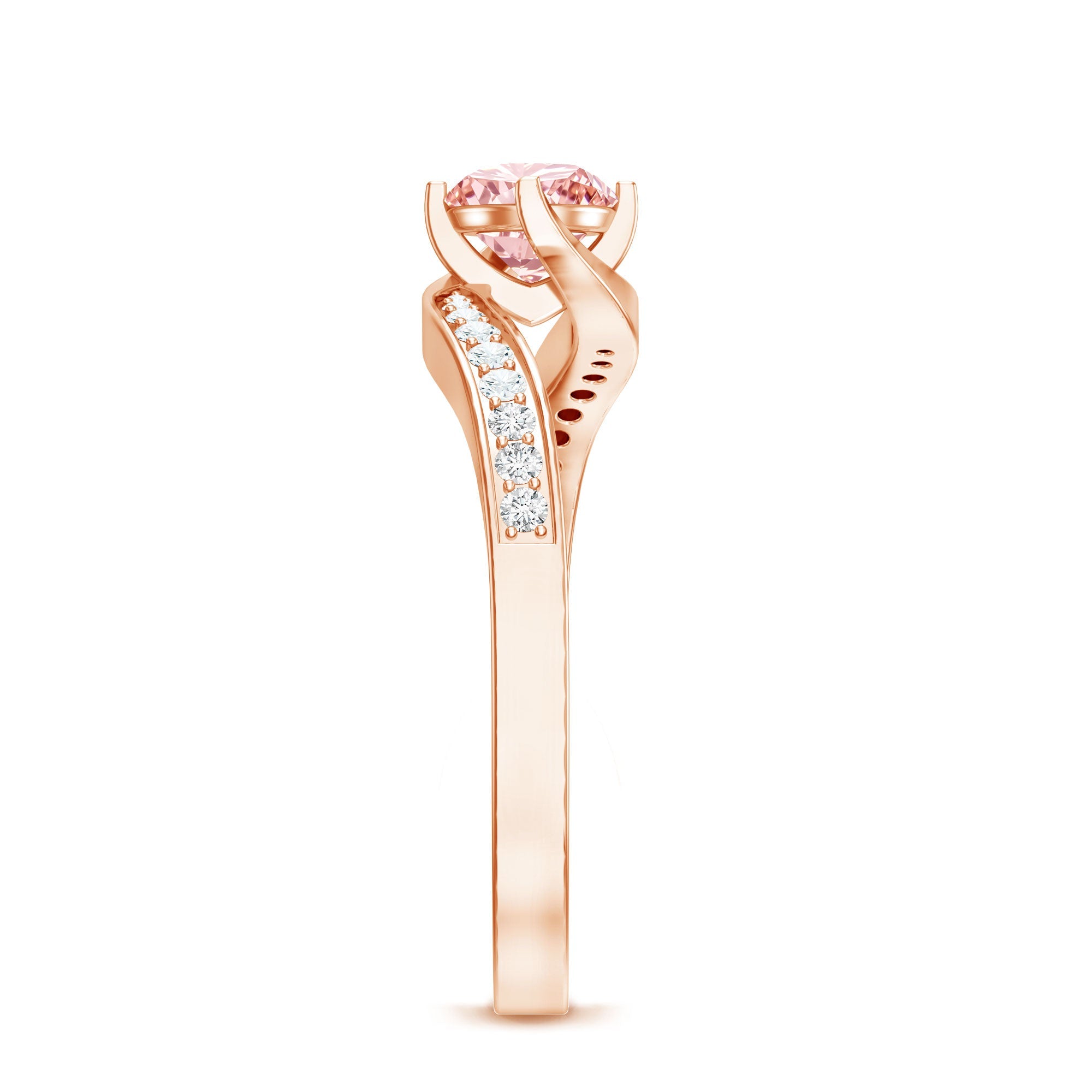 Lab Grown Pink Diamond Bypass Engagement Ring with IGI Certificate