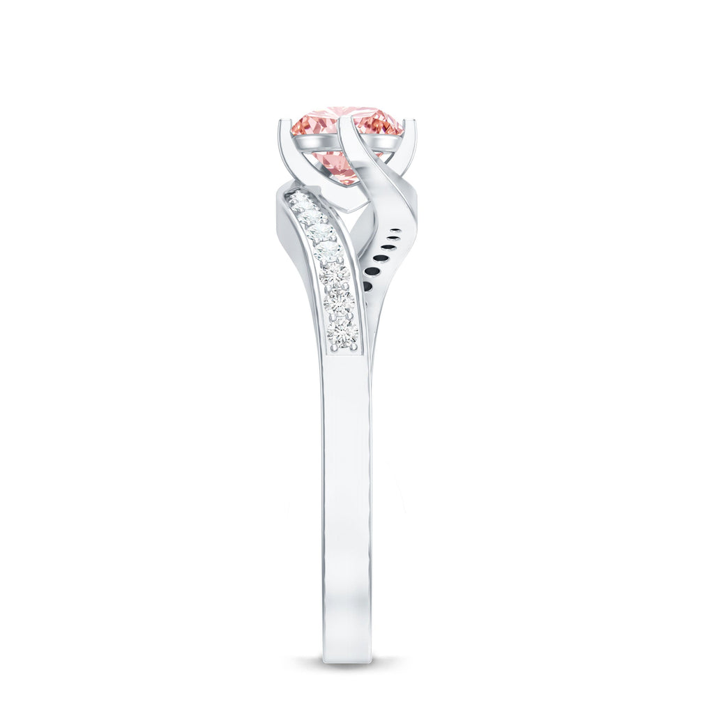 Lab Grown Pink Diamond Bypass Engagement Ring with IGI Certificate