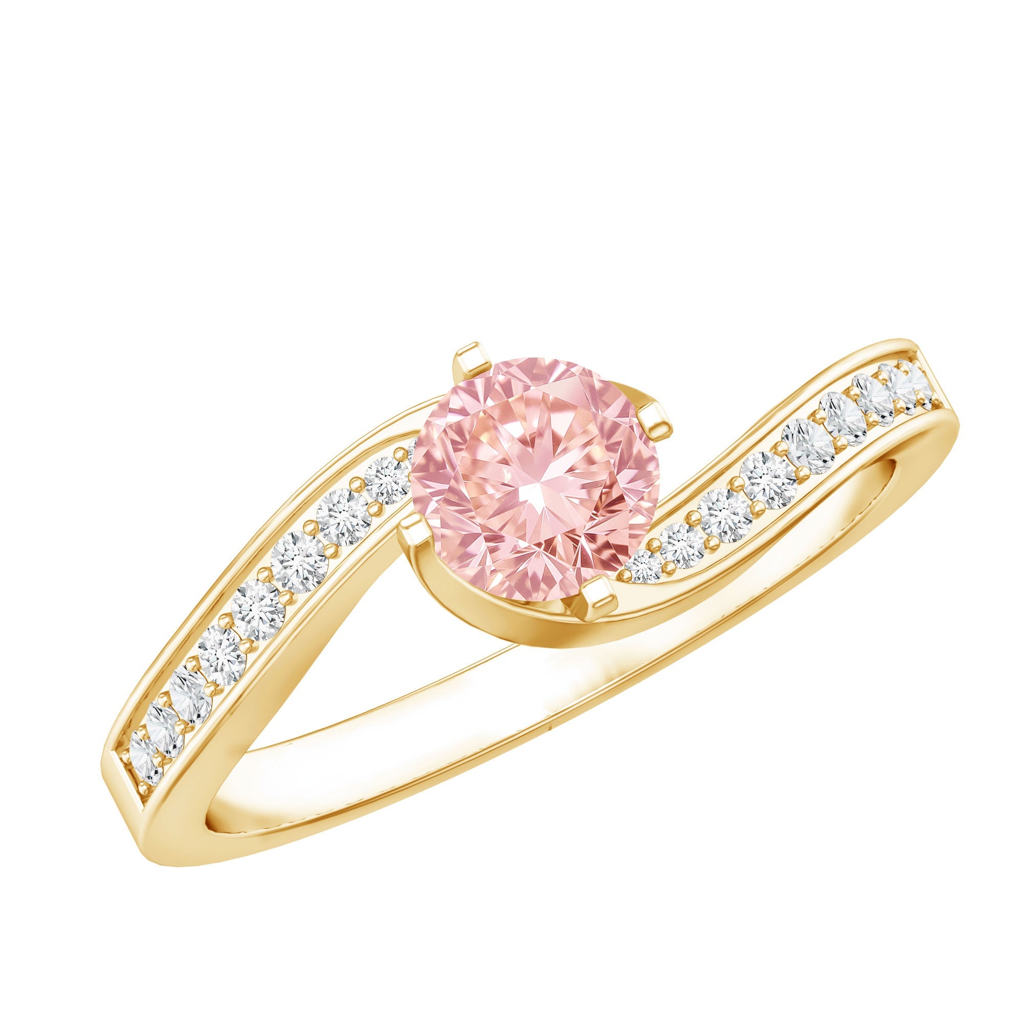 Lab Grown Pink Diamond Bypass Engagement Ring with IGI Certificate