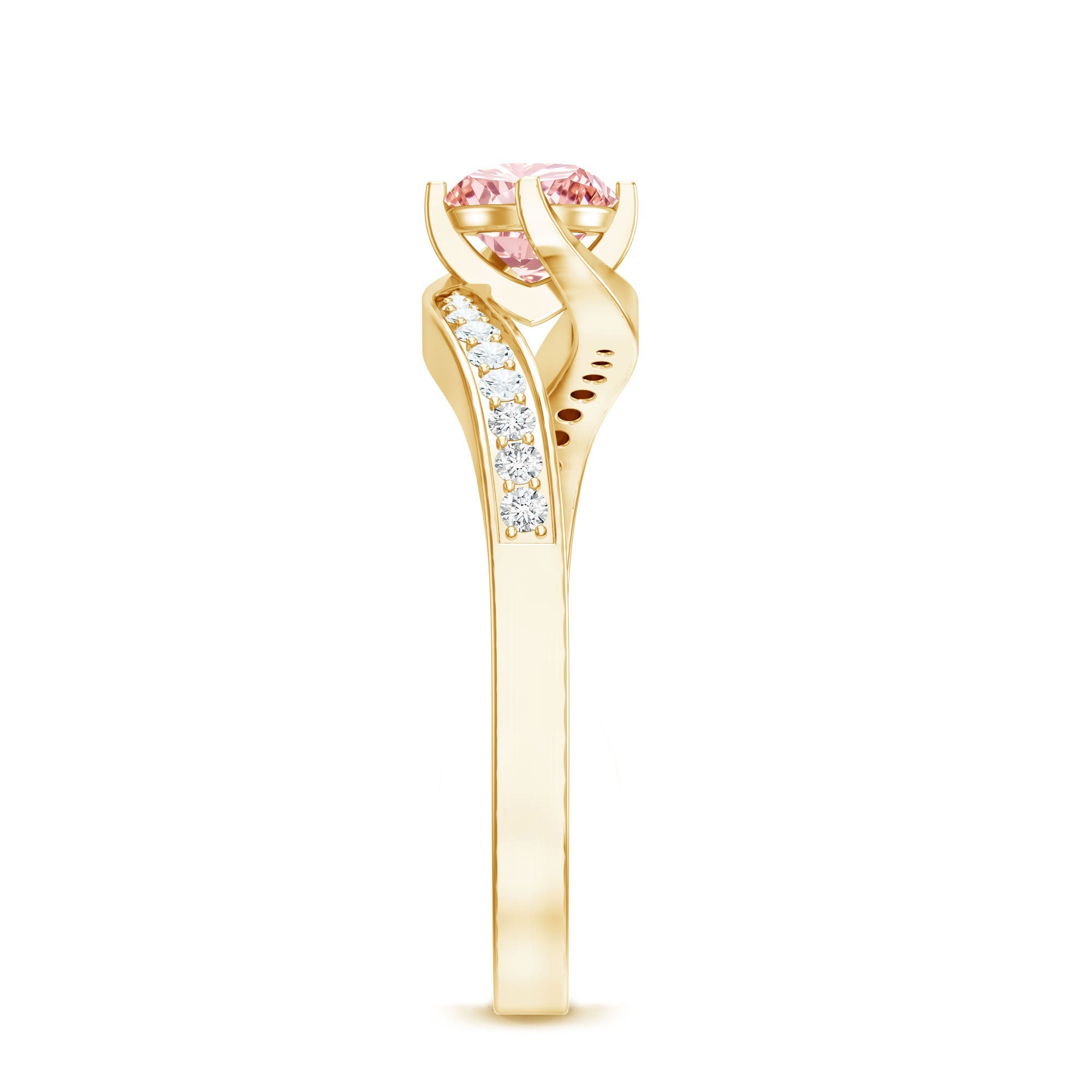 Lab Grown Pink Diamond Bypass Engagement Ring with IGI Certificate