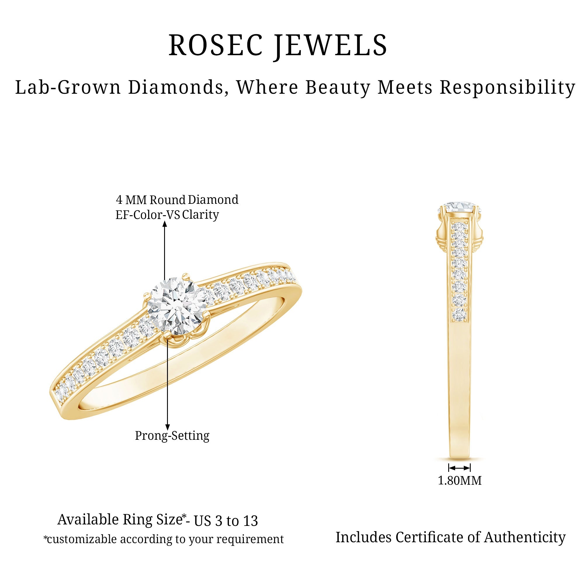 Certified Lab Grown Diamond Minimalistic Engagement Ring