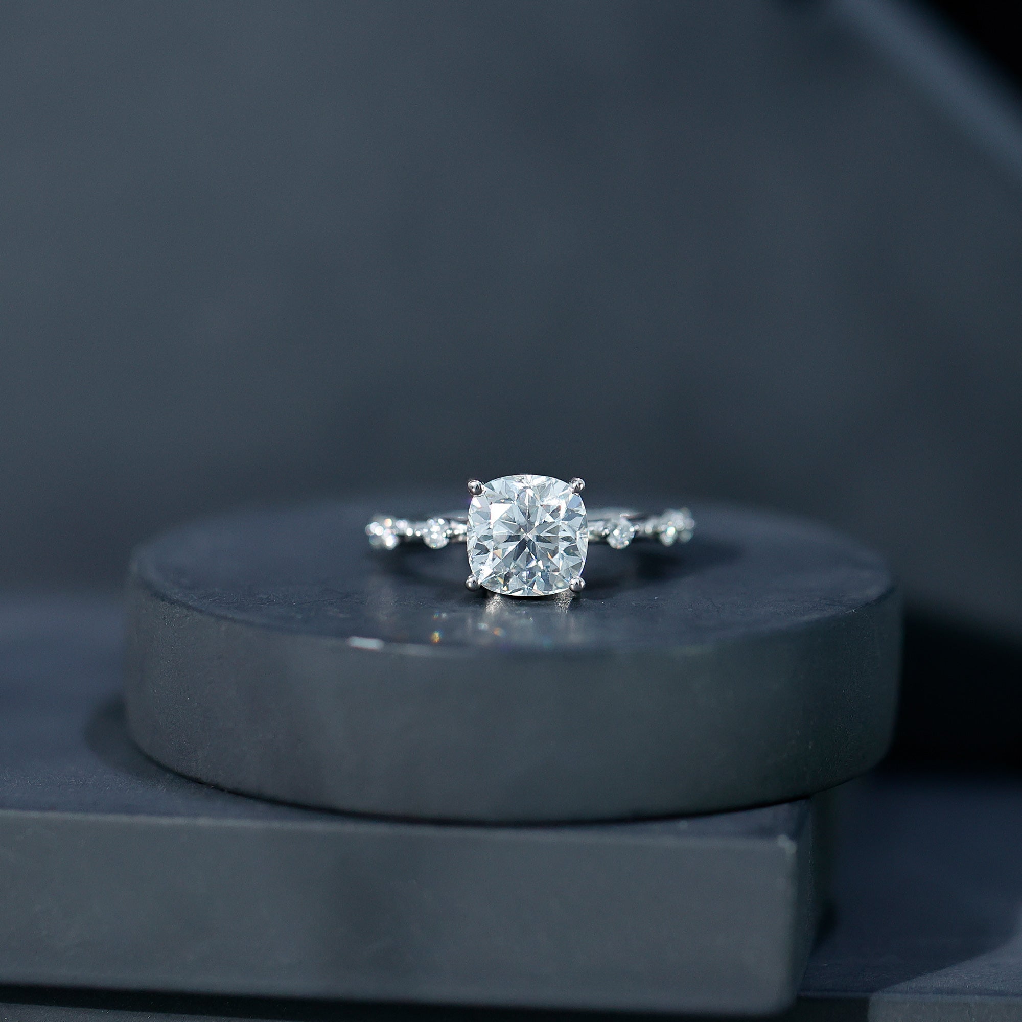 Cushion Cut 2 Carat Lab Grown Diamond Solitaire Engagement Ring with IGI Certificate