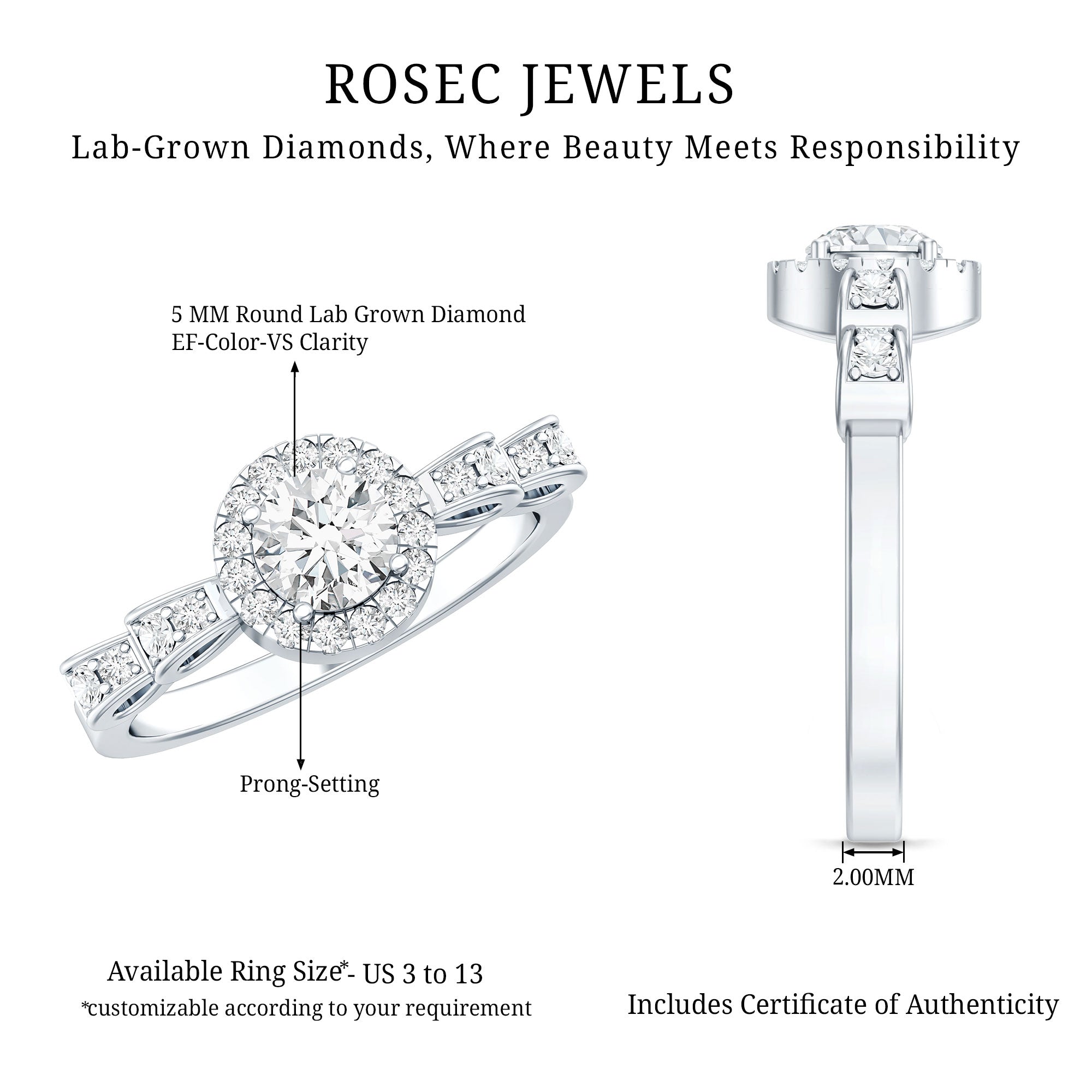 Lab Grown Diamond Minimal Engagement Ring For Her