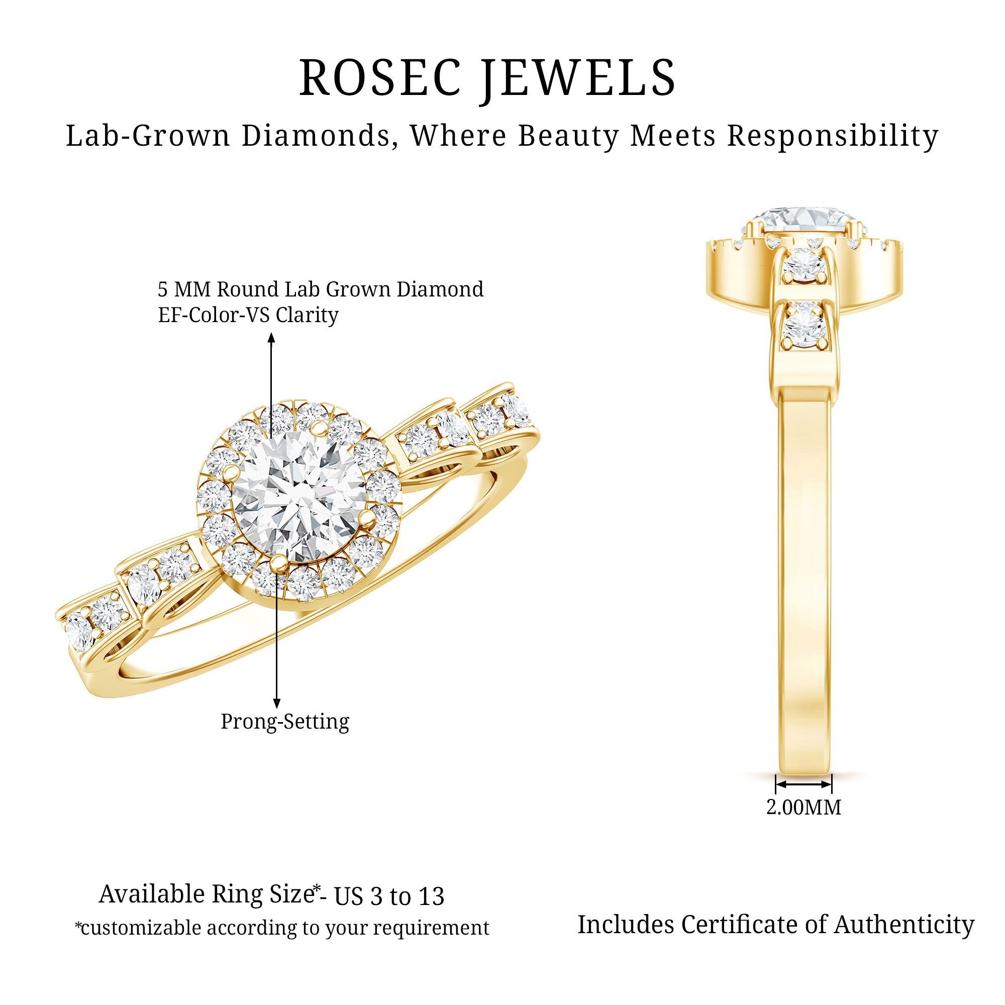 Lab Grown Diamond Minimal Engagement Ring For Her