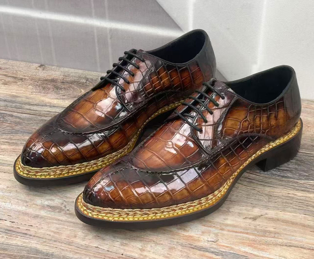 Maurice Regent Alligator Oxford - Cognac