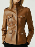 Rosie Leather Brown Jacket – Women’s Genuine Leather Jacket