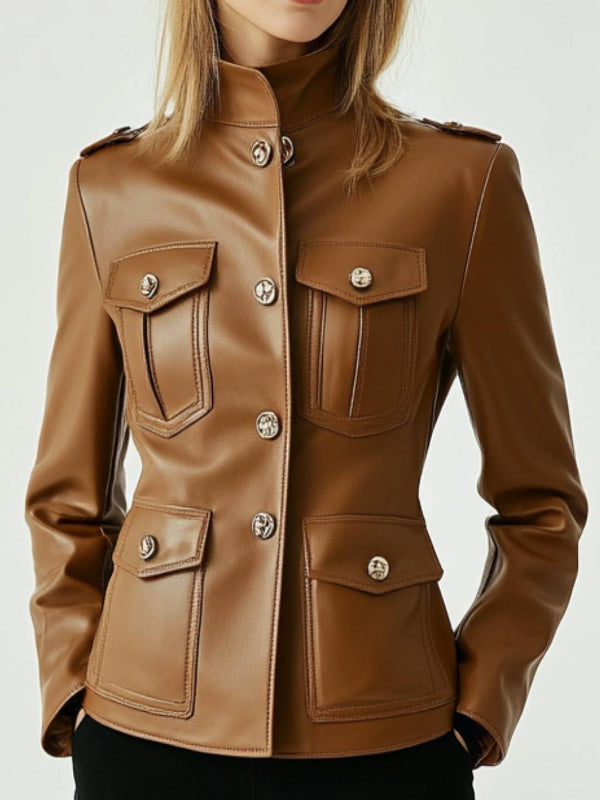 Rosie Leather Brown Jacket – Women’s Genuine Leather Jacket