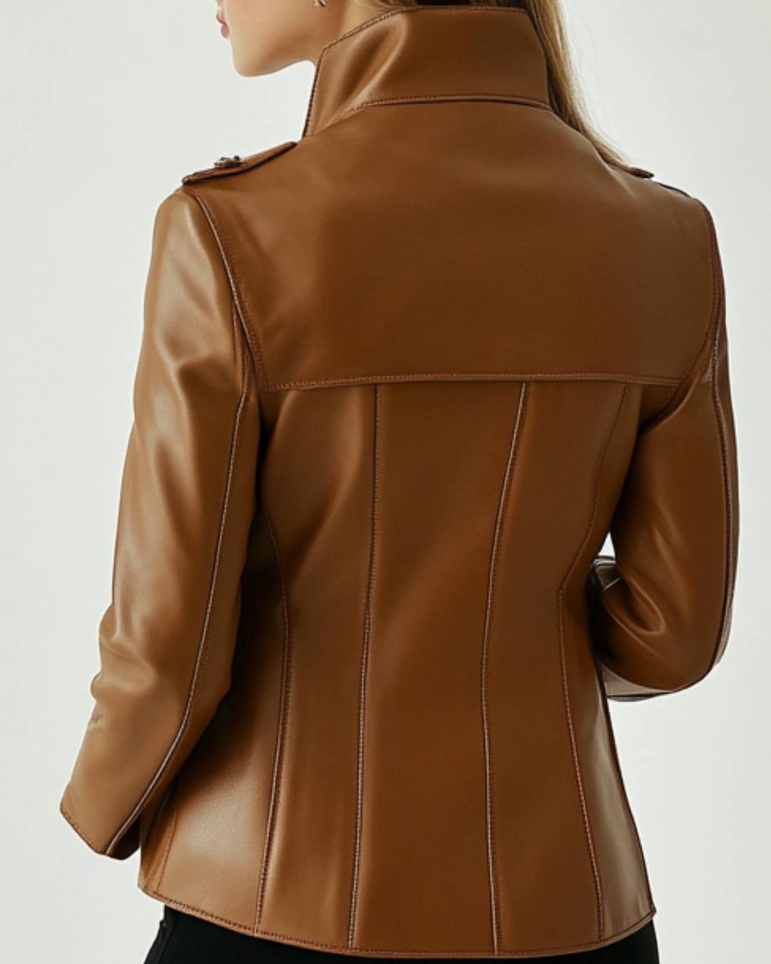 Rosie Leather Brown Jacket – Women’s Genuine Leather Jacket