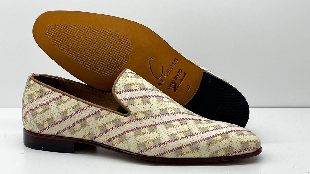 C Collection Printed Leather Loafer - Beige