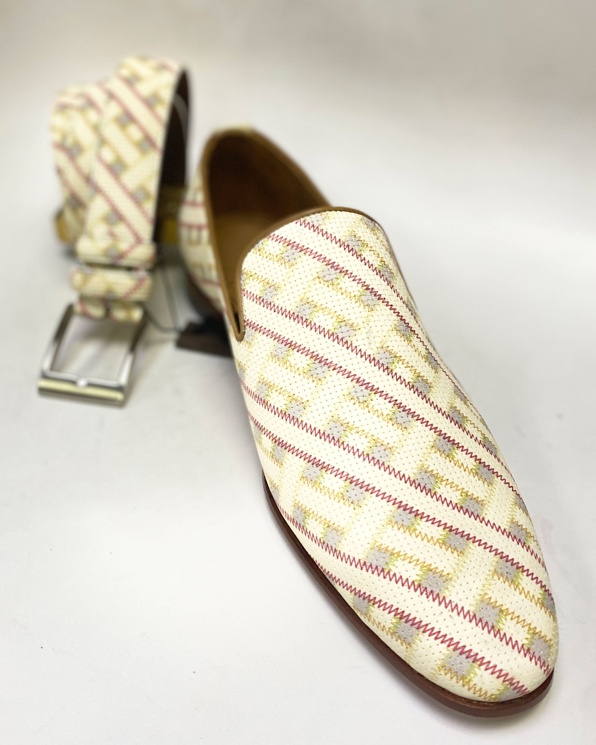 C Collection Printed Leather Loafer - Beige
