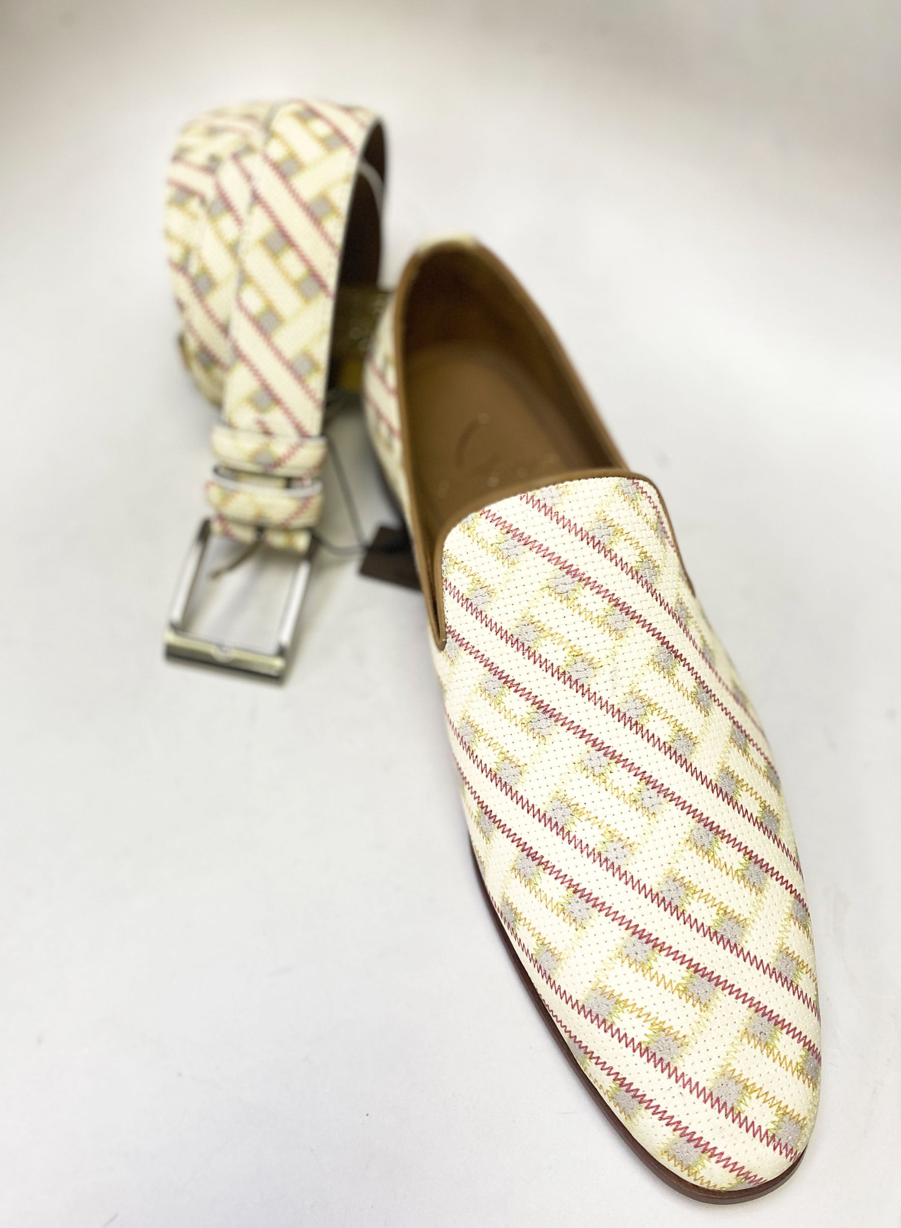 C Collection Printed Leather Loafer - Beige
