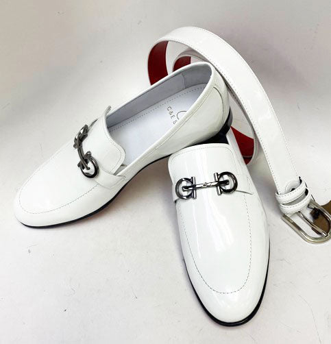 C Collection Patent Leather Loafer - White