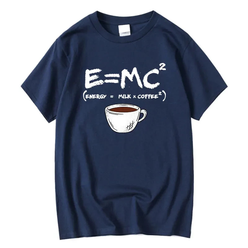Men's Cotton T-Shirt – Funny Energy=Milk+Coffee Summer Tee
