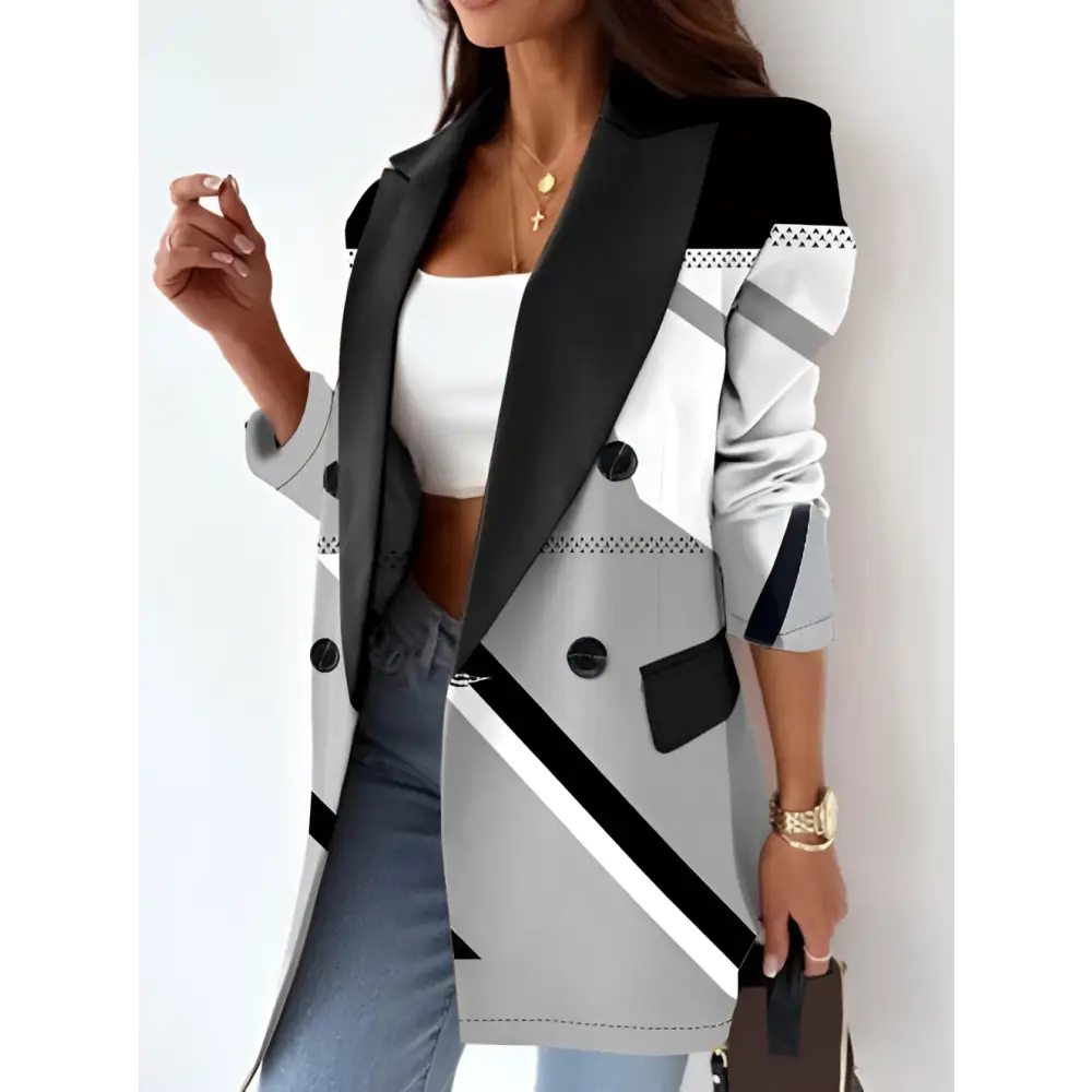 Geometric Patterned Fashionable Clothing Blazer