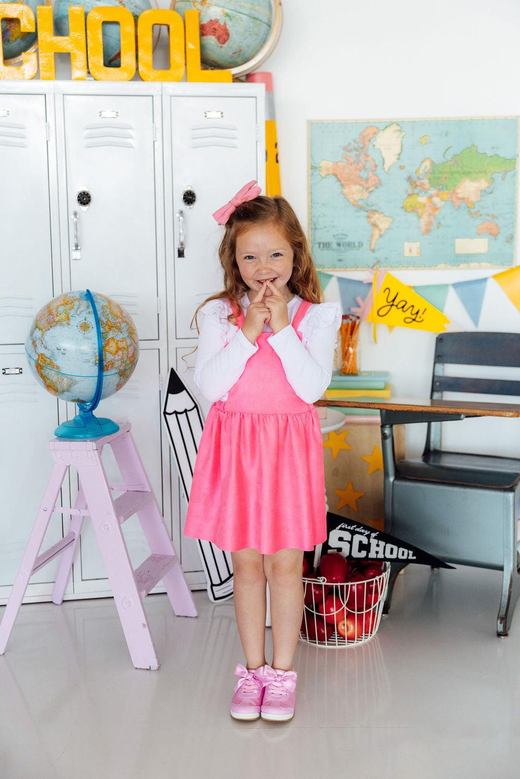 Neon Pink Faux Suede Pinafore