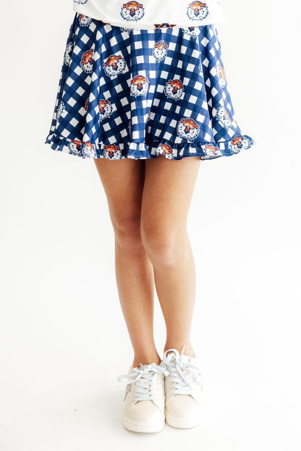 Auburn Plaid Aubie Ruffle Twirl Skort