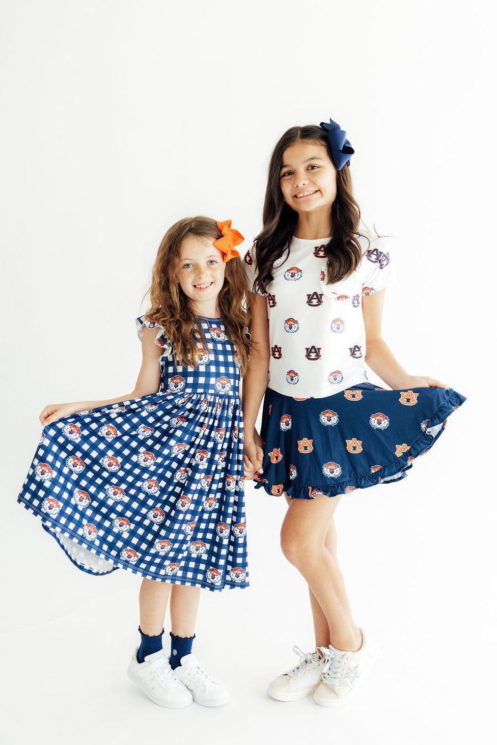 Auburn Plaid Aubie Flutter Twirl Dress