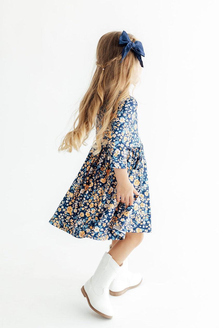 Marigold Moon 3/4 Sleeve Pocket Twirl Dress