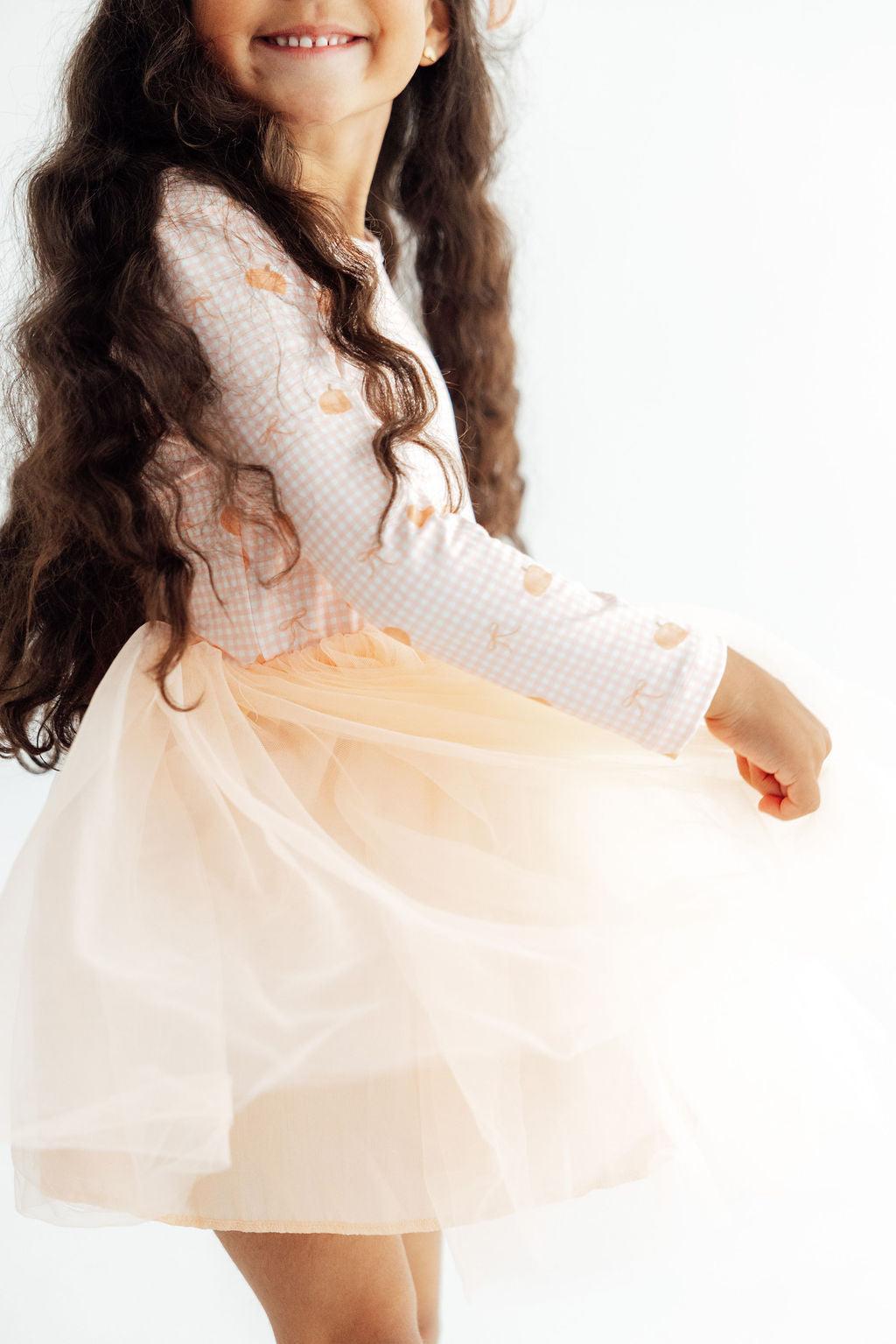 Gingham Pumpkins L/S Tutu Dress