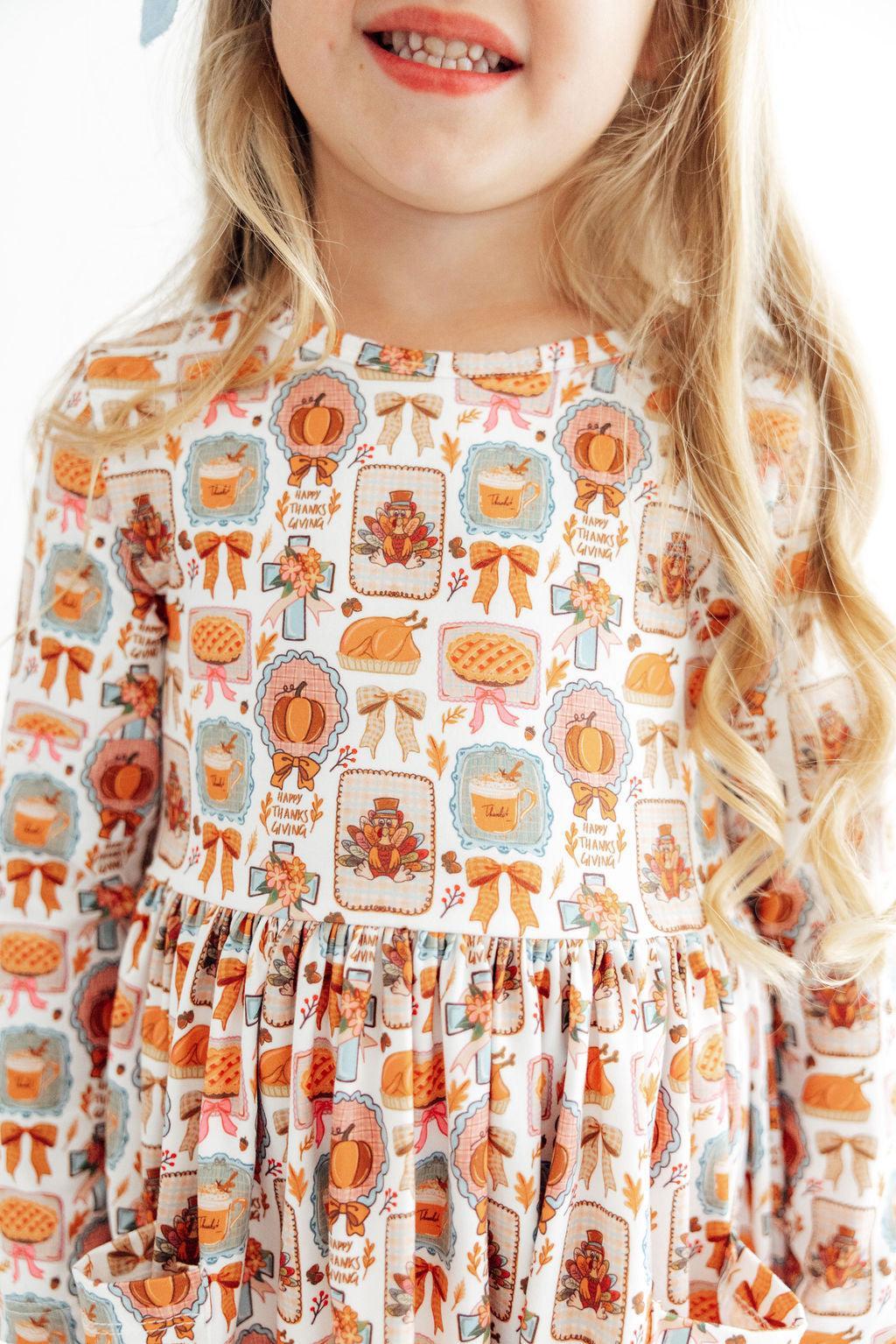 Give Thanks L/S Pocket Twirl Dress