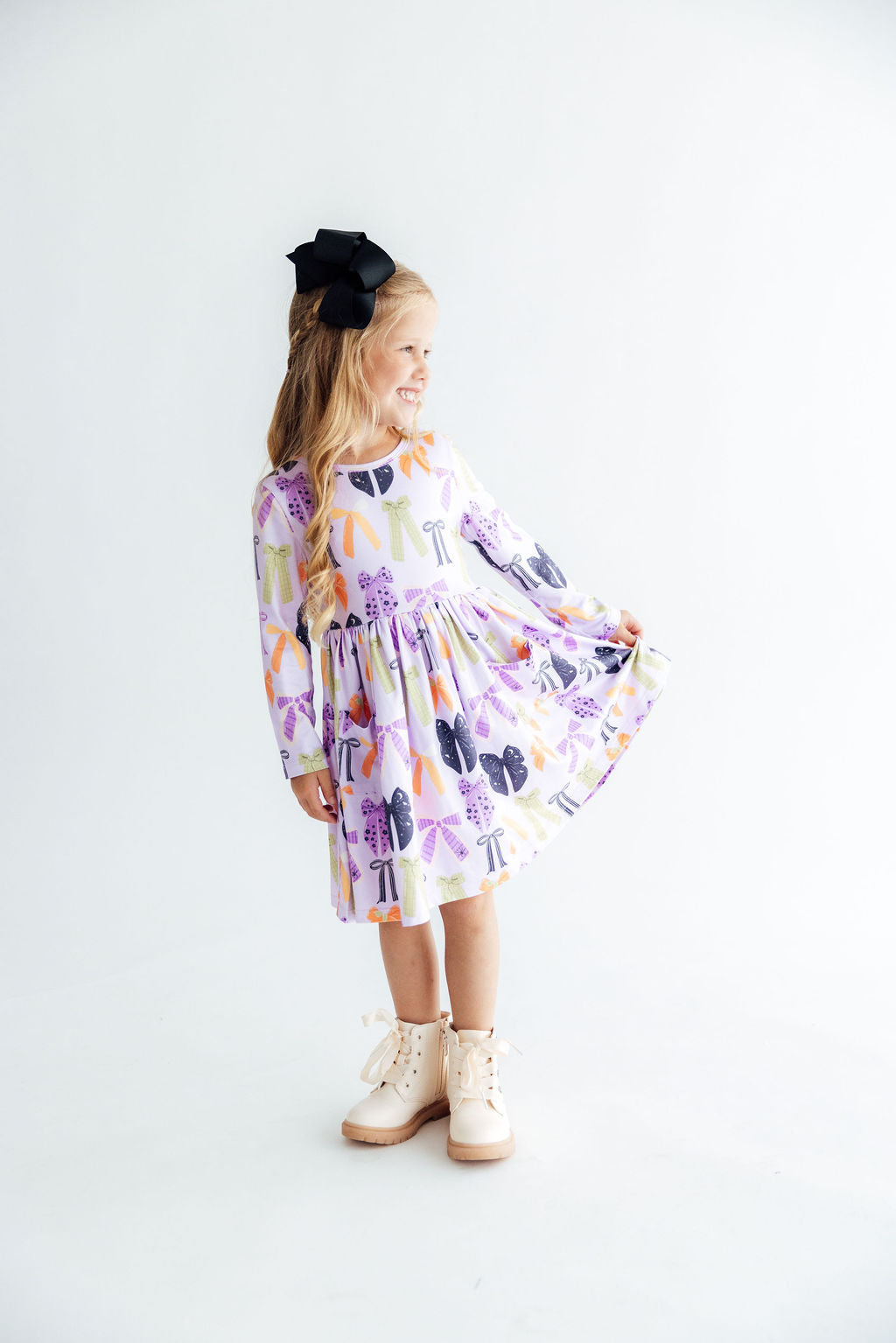 Tied with a Boo Lavender L/S Pocket Twirl Dress
