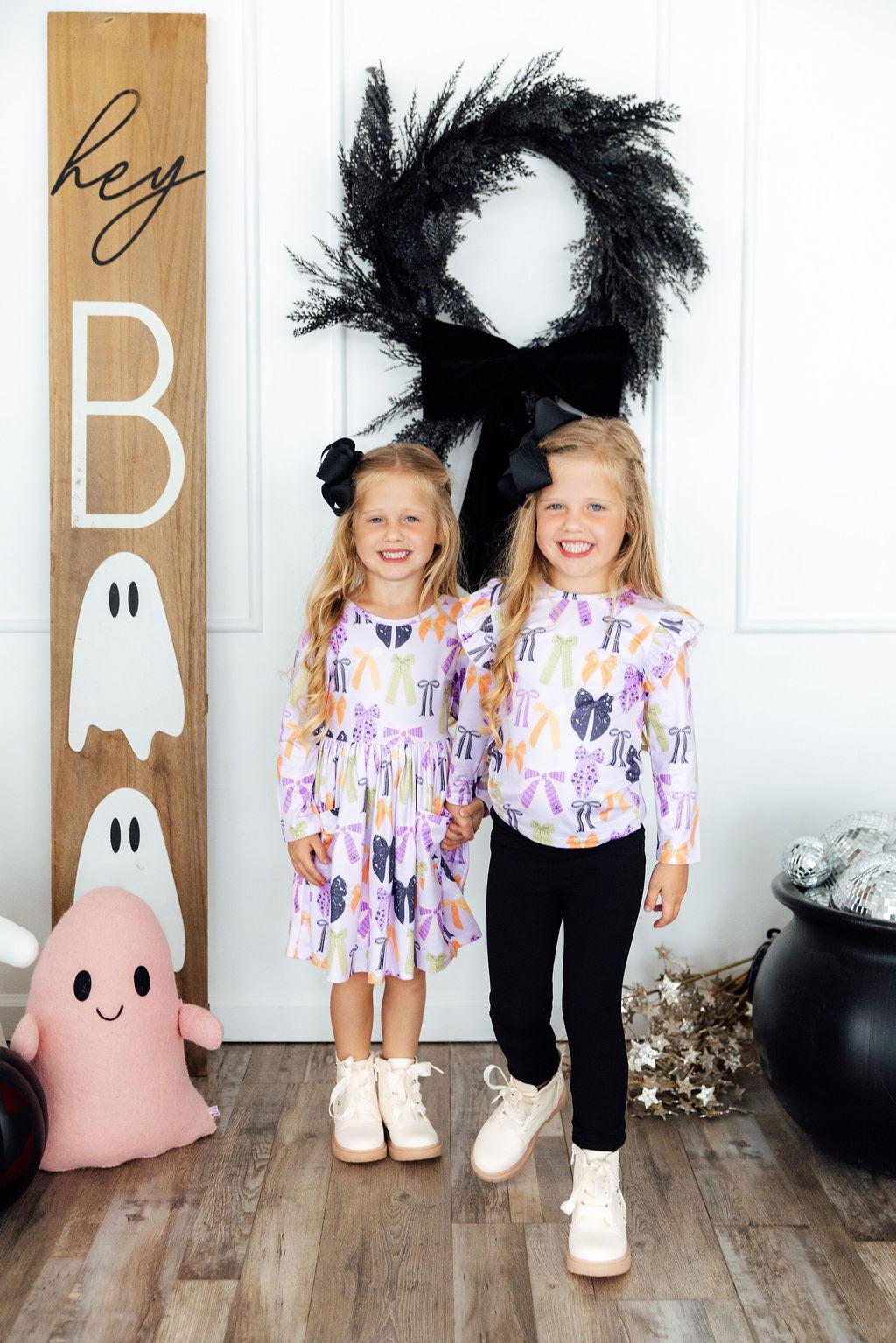 Tied with a Boo Lavender L/S Pocket Twirl Dress